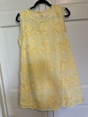 Entro Yellow Embroidered Sleeveless Shift Dress